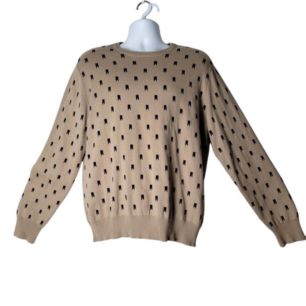 SUPERbrand Union Surfboard Fin Knit Sweater Men's L Tan Black Crewneck - Picture 2 of 11